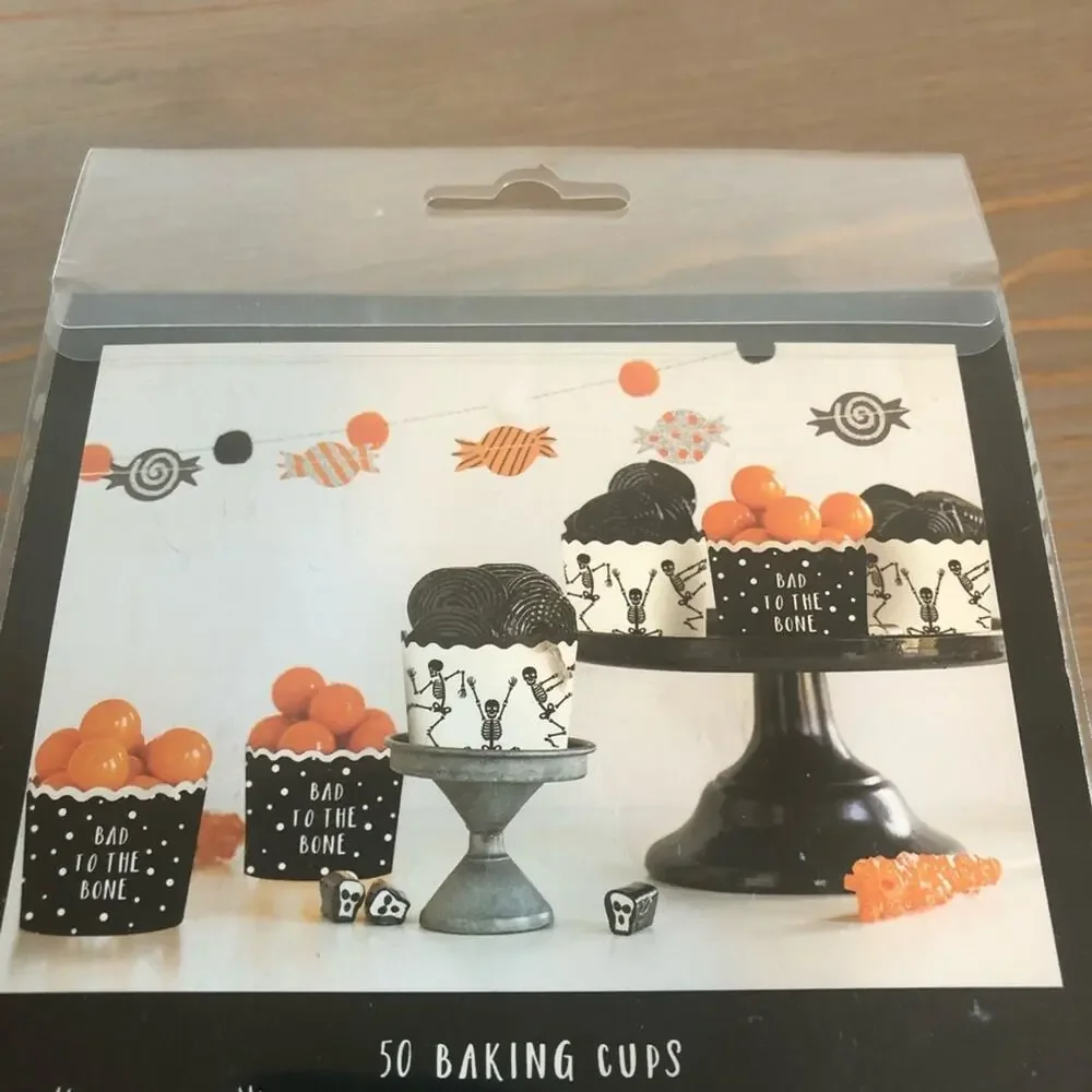 Black and White Halloween Themed Baking Cups - Set of 50 - NWT